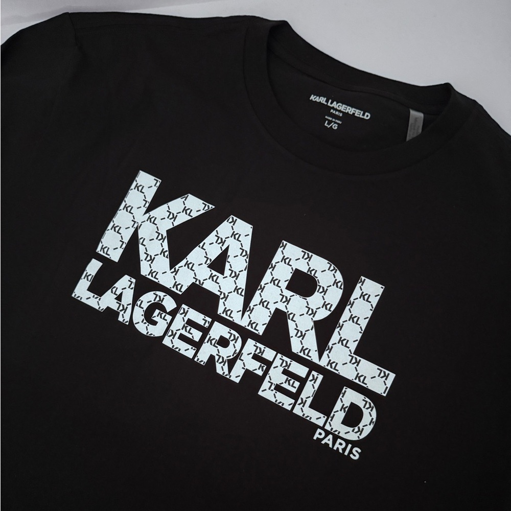 Karl Lagerfeld Black Tee with White Logo, Size: L, Brand New! Never been Worn!